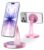 Aoviho Magnetic Phone Stand for Desk – 360° Rotating Aluminum Phone Holder, Stable Desk Stand for Office, Home & Kitchen, Compatible with iPhone 17 Pro Max 16–12 Series and MagSafe Cases, Pink
