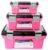 Apollo Tools Set of 3 Stackable Tool Boxes with Top Compartment and Removable Trays for Crafts, Tool Storage – Pink Ribbon – DT5005P