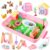 Aprilwolf 21 PCS Pet Sensory Bin, Dog & Cat Sandbox with Sand & Box