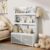 APRTAT Bamboo Kids Bookshelf with 2 Toy Storage Bins, 3-Tier Toddler Bookcase with Toy Organizer, Montessori Book Shelf for Kids Room, Nursery, Bedroom, Playroom, White