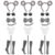 APUDWN 21 Pcs Halloween Mouse Costume Accessories Set, Grey Mouse Costume Set Includes Mice Ears Tail Bow Tie Glasses Gloves Canes and Socks for Adult Women Group Cosplay Matching Outfits