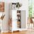 AQY Metal Pantry Cabinet with Adjustable Shelves, White Kitchen Pantry Storage Cabinet with 2 Doors, Freestanding Storage Cupboard Organizer for Dining Room, Living Room, Bathroom