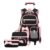 Armbq 3Pcs Rolling Backpack for Girls Color-Block Backpack with Wheels for Elementary Middle School, Kids Wheeled Bookbag Trolley Bag with Furry Pendant