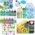 AROIC 82 Pack Washable Finger Paint Set, 12 Color Finger Paints 1 oz Each, Sponges, Painting Brushes, Waterproof Painting Apron, Palette Paper Drawing Gifts for Adults