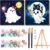 Arttoplus 2 Pack Halloween Paint by Numbers Kit for Kids with Frame, Ghost Kids Paint by Numbers Ages 4-8-12 with Wooden Easel,Easy Oil Painting by Number for Gift Home Wall Decor(8×8 inch)