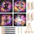 Arttoplus 4 Pack Paint by Numbers Kit for Kids with Frame, Cute Halloween Kids Paint by Numbers Ages 4-8-12 with Wooden Easel, Easy Oil Painting by Number for Gift Home Wall Decor(8×8 inch)