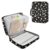 Aslsiy Zipper Binder Bag White Daisy on Black-1 3 Ring Binder Organizer 7-Tab Dividers Expanding File Folder