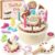 Atoylink Chocolate Wooden Birthday Cake Toy for Kids, Pretend Play Food Set