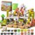 Aurname Magnetic Blocks 100PCS Construction Site Set – Build Mine Crane & Truck Magnetic Cubes, STEM Montessori Sensory Toys for Kids 3+, Educational Magnetic Tiles Gifts for Girls & Boys