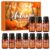 Autumn Fragrance Oil Gift Set，Fall Essential Oils for Diffuser, Scents for Candle Soap Making, Cinnamon & Apple,Pumpkin Spice, Huckleberry Harvest, Cashmere Cedar, Leaf More 10x5ml Aromatherapy Oils