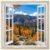 Autumn Mountain Diamond Painting Kits for Adults Beginners 16×16 Inch, Rustic View Window Wilderness Seasonal 5D Full Round Drill DIY Diamond Art Kit with Wooden Frame for Women Home Wall Decor Gift