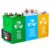 Avilia Set of 3 Washable Recycling Bags – Coloured Garbage Bags Kit for Glass, Paper, with Handles, PVC Self-Supporting 49.5 x 19.5/22/25 x 35 cm, Green, Yellow and Blue, Made in Italy