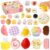 AWNOGKUE 28 Pack Squishy Toys Set, 11 Large & 17 Mini Kawaii Food Style Squishies, Soft Squeeze Fidget Toys for Kids, Cute Dessert Fruit Bread Ice Cube Stress Relief Toys,Party Favors&Birthday Gifts