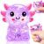 Axolotl Squishy, Sensory Fidget Toy for Kids Adults, Glitter Squeeze Toy for Classroom Prize,Christmas Party Favors