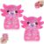 Axolotl Squishy Stress Ball, Slow Rising Stress Ball, Cute Axolotl Fidget Toy for Stress Relief, Anxiety Calming Sensory Toy for Adults, Axolotl Gifts Party Favors (2, Pink)