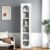 AYJOIR Tall Skinny Bookshelf with Glass Door, White Narrow Bookcase 6 Tier Storage Cabinet, Slim Display Shelf for Living Room Bedroom Office, Tall Thin Bookshelf for Books DVD Media Collection