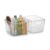 Azar Displays 556912 Medium Clear Plastic Diamond Tote with Lid, Stackable Storage Organizer Bin for Pantry, Kitchen, Office, Closet and Drawer Organization (2-Pack)