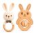 Baby Rattle Toys, Handcrafted Crochet & Wooden Bunny Rattle Set, Natural Beechwood Grasping Ring, Newborn Toy Gift, Baby Shower & Announcement Gift Ideas