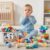 Baby Sensory Balls, Textured Montessori Toys for Babies 6-12 Months & Toddlers 1-3, Wheat Straw Soft Balls + 80PCS Soft Blocks Bundle, Rubber Building Blocks, STEM Stacking Toys with Storage Bucket