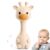 Baby Teething with Rattle Toys 3-6 6-12 Months, BPA Free Silicone Baby Teether, Infant Chew Toys for Teething Relief, Baby Gifts for Newborn Boys Girls, Easy-Grip, Beige
