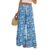 Baggy Pants Women Floral Print Drawstring Waist Wide Leg Resort Pants