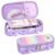 Bagseri Kids Pencil Case Girls – Cute Pencil Case Large Capacity Pencil Pouch Pencil Box, Multifunction Pencil Bag with Compartments for Girls Kids Teen, Pen Case Only (Glitter Purple Unicorn)
