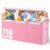 BAKAJI Kids Storage Boxes with Lid and 3 Compartments Foldable TNT Storage Box Capacity 8 Litre 9.5 x 32 x 40.5 cm (Pink)