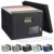 BALEINE File Organizer Box with Lid, Collapsible File Folder Organizer with Plastic Slide, Filing Box for Office Home Document Organizer Storage (Black, 1PK)
