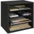 Ballucci 4-Tier Paper Organizer for Desk, Stackable Tray, Desk Storage Organizer Shelves, Stacking Letter Paper Tray Sorter for Classroom Office, Black