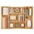 Bamboo Drawer Organizer Expandable Desk Storage Set, 10 Adjustable Compartment Junk Drawer Divider and Trays Containers for Kitchen Utensil, Office Supplies, Makeup, Jewelry & Cosmetics Organization