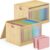 Bamboo Hanging File Box Organizer with Lid, File Folder, Nature, 2 Pack
