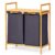 Bamboo Laundry Hamper Sorter with Top Shelf, 2 Compartment Dirty Clothes Basket for Bathroom & Laundry Room Storage