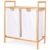 Bamboo Laundry Hamper Sorter with Top Shelf, Double Pull Out Design, 2 Compartment Dirty Clothes Basket for Bathroom and Laundry Room Storage