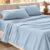 Bare Home 100% Organic Cotton Flannel Sheet Set (Twin XL, Light Blue)