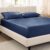 Bare Home 100% Organic Cotton Sateen Fitted Sheet (Twin XL, Dark Blue)