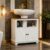 Bathroom Under Sink Cabinet with Double Doors and Open Shelf, Walnut, White