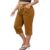 bawilom Women’s Plus Size Capri Pants Drawstring Waist with Pockets Gold