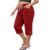 bawilom Women’s Plus Size Capri Pants Drawstring Waist with Pockets Red