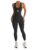 BEAUDRM Women’s Leopard Halter Workout Jumpsuit Cheetah Cutout Racerback One Piece Athletic Yoga Gym Pants Romper Grey Large