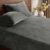 BEDELITE Flannel King Fitted Sheet & Pillowcases Set, Dark Grey, 3 Pieces