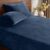 BEDELITE Flannel Twin Fitted Sheet & Pillowcases Set, Navy, 2 Pieces