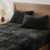 BEDELITE Velvet Fitted Sheet and Pillowcase Set 2Pcs, Twin, Black