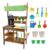 Beipoo Mud Kitchen for Kids, Wooden Play Kitchen with Canopy, Outdoor Play Kitchen with Sink, Faucet, Chalkboard, Stoves, Cooking Accessories, Design with Storage, Gift for Ages 3+