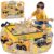BEIREG Construction Sensory Sand Kit – 42 PCS Building Set with 2lbs Magic Sand, 9 Construction Trucks, Foldable Roof Sandbox, Cranes, Road Signs & Tools | STEM Gift for Boys Ages 3-8