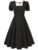 Belle Poque Women’s Vintage Midi Cottagecore Dresses Black Polka Dots XL