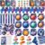 BenLouis 216Pcs Outer Space Themed Party Favors Space Alien Sticker Stampers School Stationery Set Bulk Classroom Prizes for Astronaut Planet Birthday Party Goodie Bags Fillers