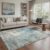 BESBLEE 8×10 Area Rug Living Room Rug, Washable Modern Abstract Soft Thin Rug Indoor Floor No Slip Stain Resistant Carpet for Bedroom,Dining Room,Entryway,Dorm,Classroom,Blue/Grey