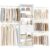 Besiost Closet System, 4-8 FT Closet Organizer Tower with 2 Wooden Drawers and 5 Hanging Rods, Can Fit 60 to 96 inch Walk-in Closet System, White
