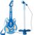 Best Choice Products 19in Kids Toy Guitar, Pretend Play Musical Instrument Toy for Toddlers w/Mic, Stand, 8 Demo Songs, Lights & Sounds – Soft Blue