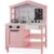 Best Choice Products Farmhouse Play Kitchen Toy, Wooden Pretend Set for Kids w/Chalkboard, Marble Backdrop, Windows, Storage Shelves, 5 Accessories Included – Beveled Pink